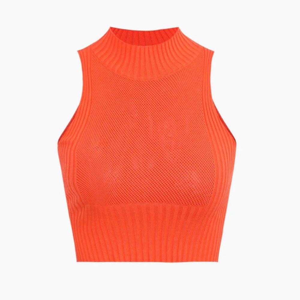 MICAS Semi Sheer Knit Crop Top